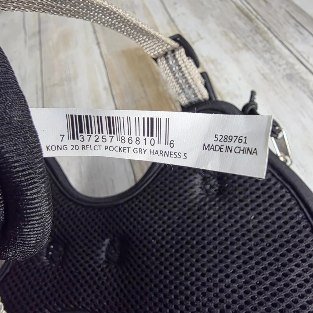 KONG Reflective Pocket Dog Harness Grey Ripstop Small Waste Bag Dispenser